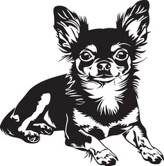 black and white lying chihuahua dog