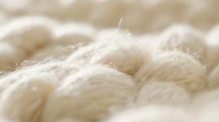 Focus on central white cotton hand woven background with blurred foreground and background for content placement