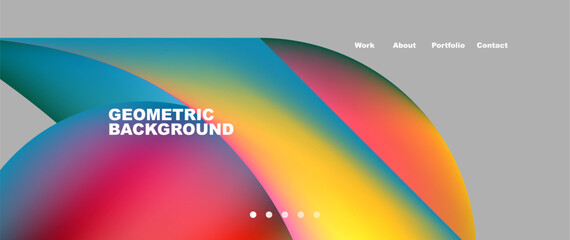 Web page design with geometric elements - circle and wave. Techno art concept. Vector Illustration For Wallpaper, Banner, Background, Card, Book Illustration, landing page