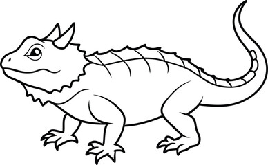 Horned lizards outline vector template illustration design