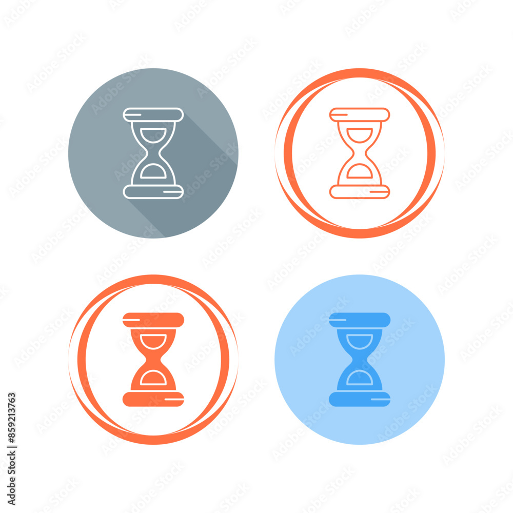 Sticker hourglass vector icon