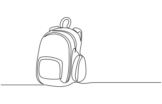 recommend clip art: Single one line drawing of school bag for kindergarten student. Back to school minimalist, education concept, Continuous one line drawing of school bag or backpack. School bag outline vector 
