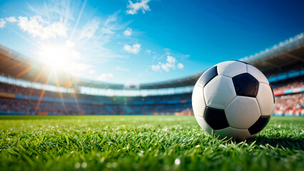 Soccer stadium arena with natural green grass, football concept