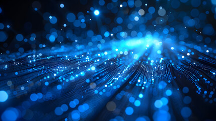 Fototapeta premium Abstract technology background with fiber optic network connections. Hyper fast Broadband for Global Data transfer