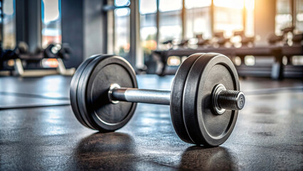 Dumbbell in a gym for fitness and bodybuilding