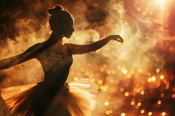 Generative AI picture of beautiful charming ballet dancer ballerina in stage ballroom gown