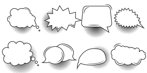 Anime comic cartoon bubble speech element graphic effects hand drawn doodle vector illustration