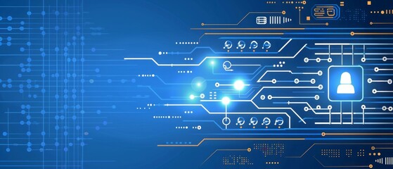 Digital Network With White User Icon on Blue Background