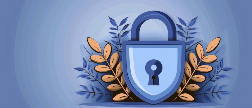 Blue Padlock With Floral Design