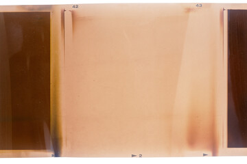 120mm negative film with light leaks isolated on white