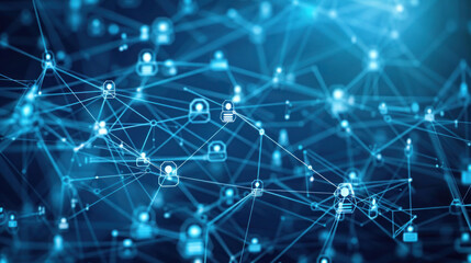 Digital visualization illustrating B2B marketing strategy with interconnected networks and data flow, symbolizing collaboration and growth.
