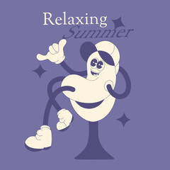 emoji mascot sitting relaxing