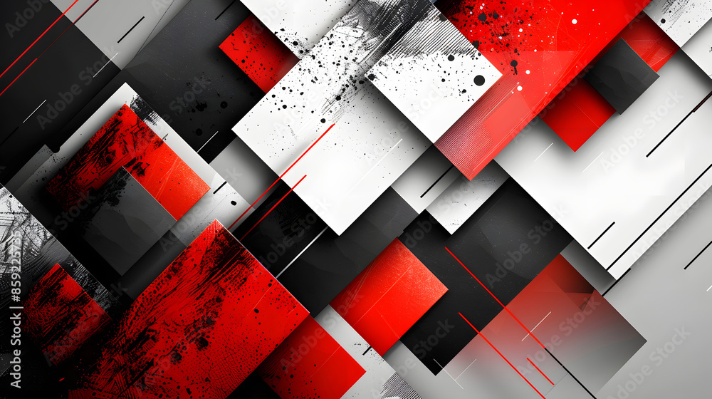 Poster Design a compelling geometric presentation with Red white