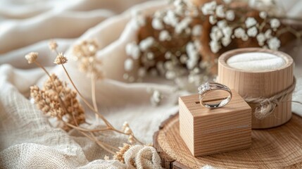 Wedding theme with wooden cubes round box and ring space for text