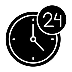 24 Hours Support Glyph Icon