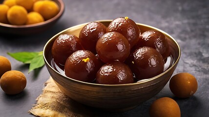 Obraz premium Delicious Gulab Jamun, Indian Dessert or Sweet Dish