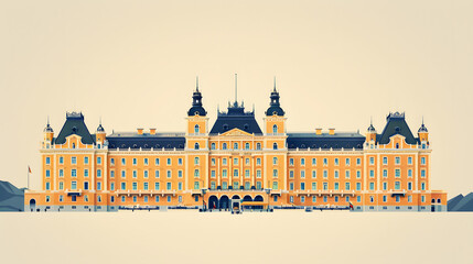 Obraz premium minimalist poster of the grand budapest hotel, white background