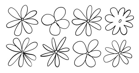 Fototapeta premium Hand drawn doodle style flower set.