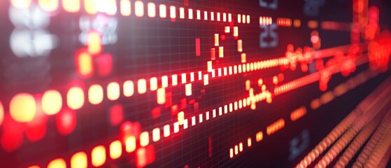 Abstract Red and Orange Digital Data Stream Pattern