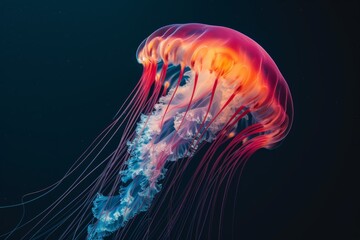 Obraz premium Mystic portrait of Jellyfish, copy space on right side, Anger, Menacing, Headshot, Close-up View