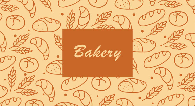 Vector pattern on the theme of baking drawing of bread and bakery products for packaging banner poster baking design, vector drawing design elements