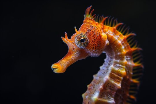 Mystic portrait of Seahorse, copy space on right side, Anger, Menacing, Headshot, Close-up View - Powered by Adobe