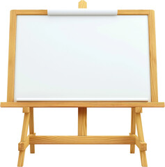 Wooden Easel with Blank White Canvas isolated on white