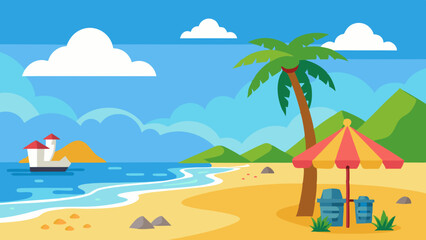 beach with palm trees