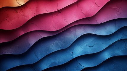 A colorful, abstract painting with blue, red, and purple stripes. The painting has a sense of movement and energy, with the colors blending together to create a dynamic and vibrant scene