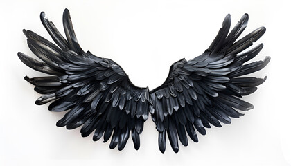 Obraz premium angel or daemon black wing isolated on white background
