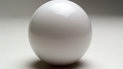 A white sphere with a smooth surface sits on a white background