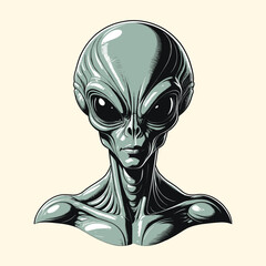 Alien Head Vector Illustration Hand Drawing Illustration