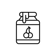 Cherry jam outline icons, minimalist vector illustration ,simple transparent graphic element .Isolated on white background