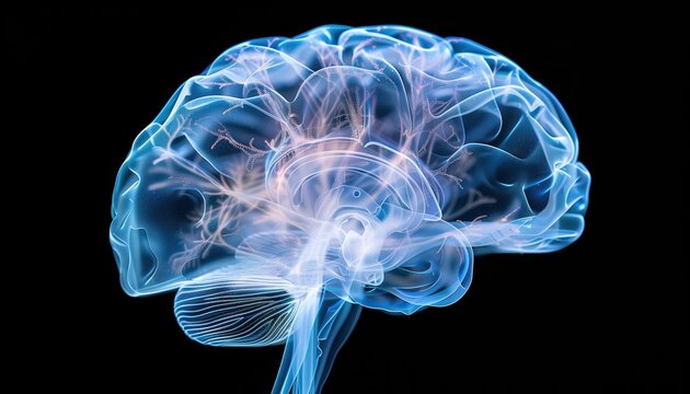 Futuristic Digital Visualization of a Glowing Brain with Neural Connections
