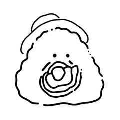 Cute cartoon food character. Cute Onigiri Outline. Funny rice with nori wrap and cute face, cartoon Japanese food mascot, onigiri sticker vector illustration