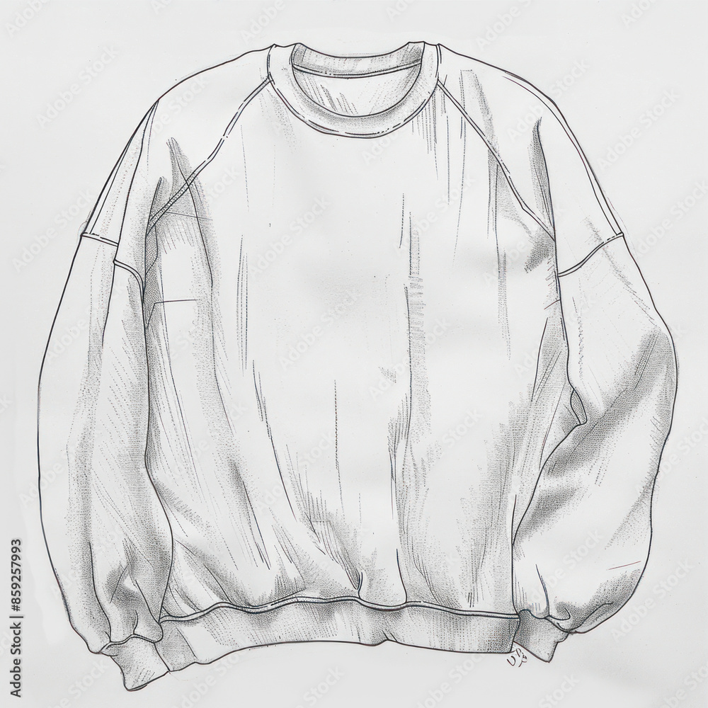 Wall mural a sketch of an oversized sweatshirt, black and white