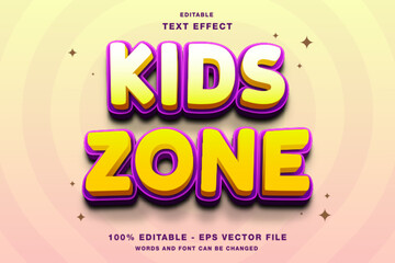 Kids Zone 3d Editable Text Effect Template Style Premium Vector