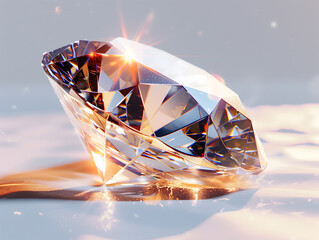 Radiant Diamond with Atmospheric Lighting on White Background