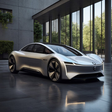 The electric car, eco-friendly, futuristic design, photorealistic, 1440p --ar 16:9, Generative AI, A photorealistic image of an electric car with a futuristic design.