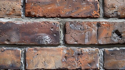 Closeup of Weathered Red Brick Wall