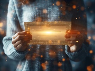 Top Performer Recognition A business person receiving a softly glowing certificate 