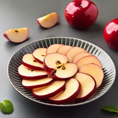 Healthy fresh red apple slices 