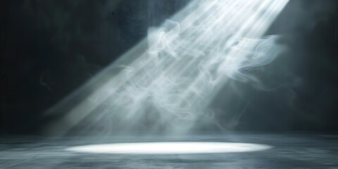 Obraz premium Abstract image of a dark room with fog light beam and smoke. Concept Dark Room, Fog Light Beam, Abstract Image, Smoke Effect