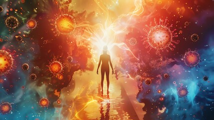 A conceptual image of a person surrounded by a glowing aura of hope and support