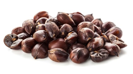Obraz premium Roasted Chestnut Beans on White Background