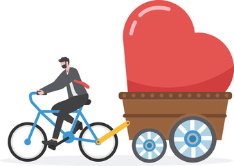 Cartoon character that is driving a motorcycle with a large heart symbol with the message I love you

