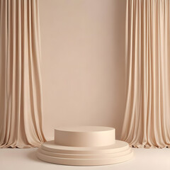 Minimal abstract beige background with podium