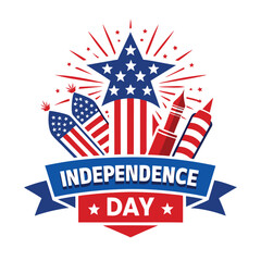 Obraz premium July 4th. Independence Day card with USA flag. Vector illustration.