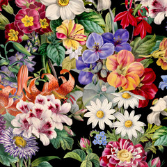 Colorful Blooming Flowers. Floral Background