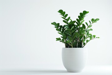 Obraz premium ZZ plant on white background, best indoor houseplant concept